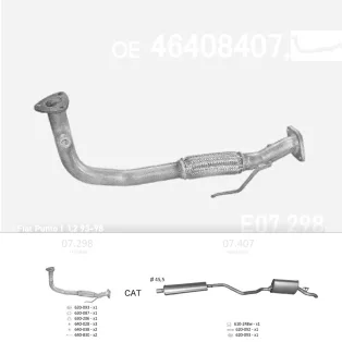   EDEX 07.298 - Kipufogó gyűjtő cső FIAT PUNTO 1.2 (1995-2010)