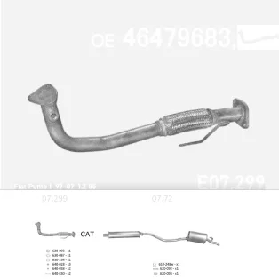 EDEX 07.299 - Kipufogó gyűjtő cső FIAT PUNTO 1.2 (1997-)