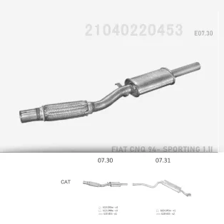   EDEX 07.30 - Kipufogó közép dob FIAT CINQUECENTO 1.1 (1994-1998)