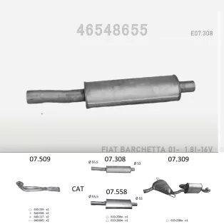   EDEX 07.308 - Kipufogó közép dob FIAT BARCHETTA 1.8 (1995-2000)