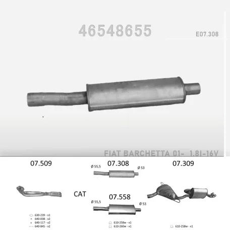 EDEX 07.308 - Kipufogó közép dob FIAT BARCHETTA 1.8 (1995-2000)