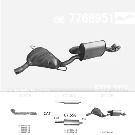 EDEX 07.309 - Kipufogó hátsó dob FIAT BARCHETTA 1.8 (1995-2004)