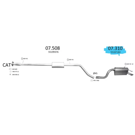 EDEX 07.310 - Kipufogó hátsó dob FIAT PUNTO 1.4 (2003-2012)