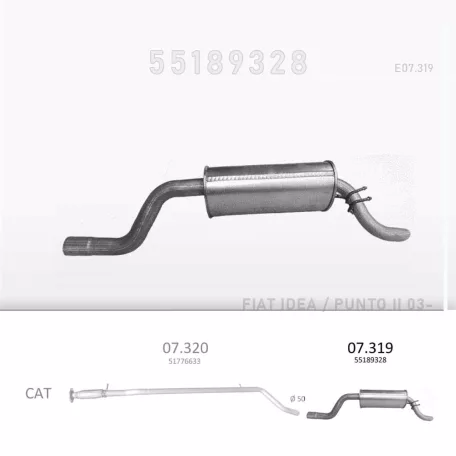 EDEX 07.319 - Kipufogó hátsó dob FIAT IDEA 1.3 D (2004-)