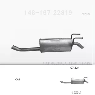   EDEX 07.324 - Kipufogó hátsó dob FIAT MULTIPLA 1.6 (1999-2001)