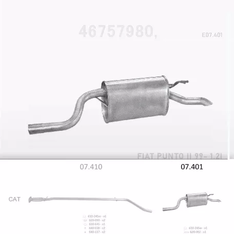 EDEX 07.401 - Kipufogó hátsó dob FIAT PUNTO 1.2 (2000-2010)
