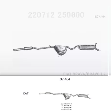 EDEX 07.404 - Kipufogó rendszer FIAT BRAVA 1.2 (1998-2001)