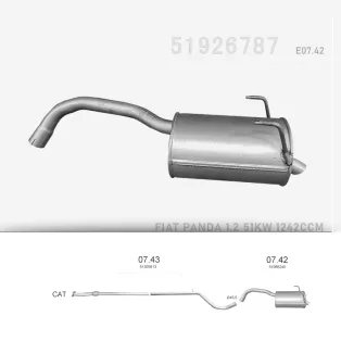   EDEX 07.42 - Kipufogó hátsó dob FIAT PANDA III 1.2, 51KW (2012-2020)