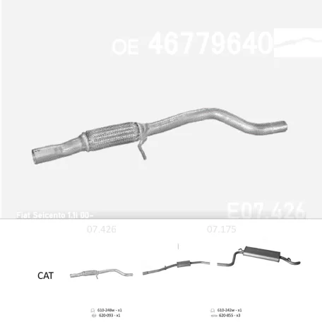 EDEX 07.426 - Kipufogó kipufogó cső FIAT SEICENTO 1.1 (2000-2004)
