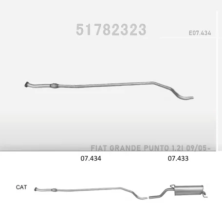EDEX 07.434 - Kipufogó kipufogó cső FIAT GRANDE PUNTO 1.2 (2005-)