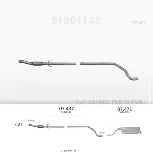   EDEX 07.437 - Kipufogó kipufogó cső FIAT GRANDE PUNTO 1.3 D (2005-2012)