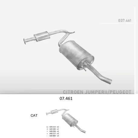 EDEX 07.461 - Kipufogó hátsó dob CITROEN JUMPER 2.8 D (2002-2006)