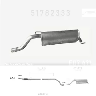  EDEX 07.471 - Kipufogó hátsó dob FIAT GRANDE PUNTO 1.3, 1.3 D (2005-2014)