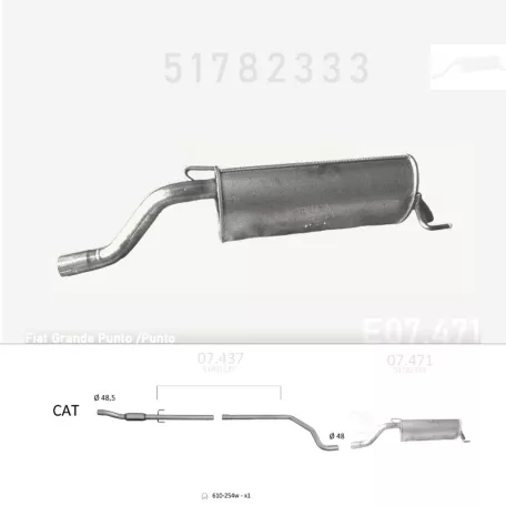 EDEX 07.471 - Kipufogó hátsó dob FIAT GRANDE PUNTO 1.3, 1.3 D (2005-2014)