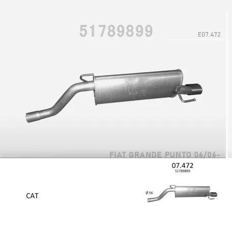 EDEX 07.472 - Kipufogó hátsó dob FIAT GRANDE PUNTO 1.9 D (2005-2008)