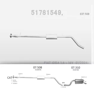   EDEX 07.508 - Kipufogó közép dob FIAT IDEA 1.4 (2003-2012)