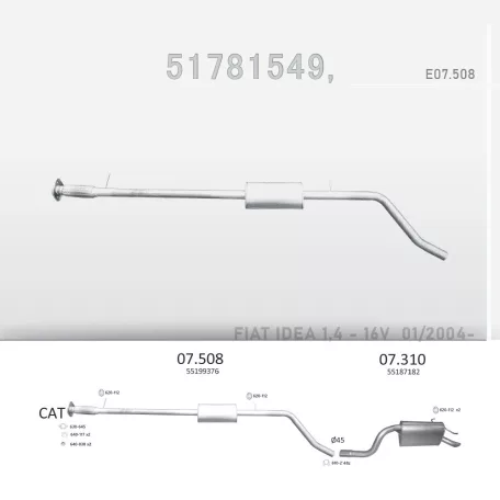 EDEX 07.508 - Kipufogó közép dob FIAT IDEA 1.4 (2003-2012)