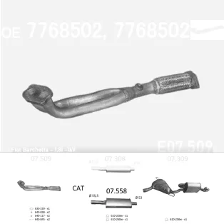  EDEX 07.509 - Kipufogó gyűjtő cső FIAT BARCHETTA 1.8 (1995-)