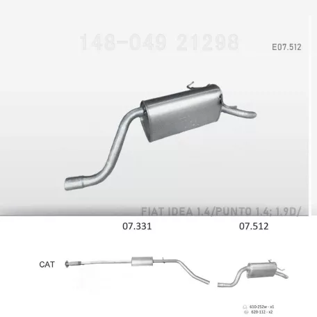 EDEX 07.512 kipufogó hátsó dob – Fiat Idea 1.4 
