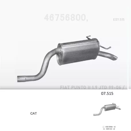 EDEX 07.515 - Kipufogó hátsó dob FIAT IDEA 1.9 D (2003-)
