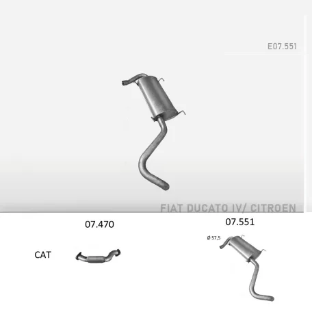 EDEX 07.551 - Kipufogó hátsó dob CITROEN JUMPER 2.2 D, 2.3 D (2006-2011)