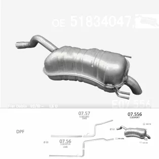   EDEX 07.556 - Kipufogó hátsó dob FIAT DOBLO II 1.6 D (2010-2017)