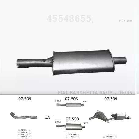 EDEX 07.558 - Kipufogó közép dob FIAT BARCHETTA 1.8 (1995-2000)