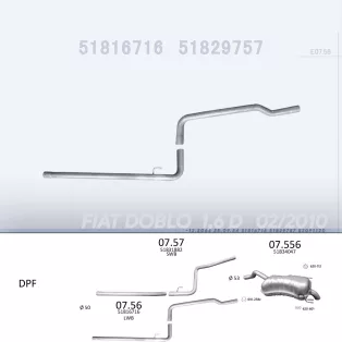   EDEX 07.56 - Kipufogó kipufogó cső FIAT DOBLO II 1.6 D (2010-2017)