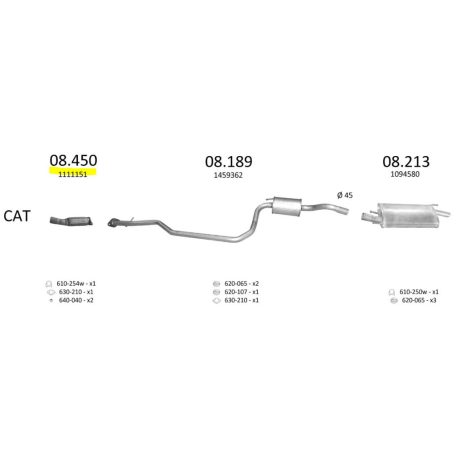 EDEX 08.450 - Ford Fiesta / Mazda 121 kipufogó cső
