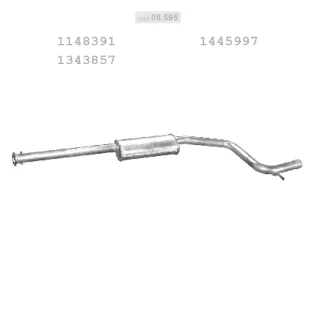   EDEX 08.595 - Kipufogó közép dob FORD MONDEO 2.0 D, 2.2 D (2000-2007)