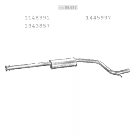 EDEX 08.595 - Kipufogó közép dob FORD MONDEO 2.0 D, 2.2 D (2000-2007)