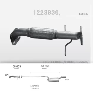   EDEX 08.653 - Kipufogó kipufogó cső FORD C-MAX 1.6 D (2003-2013)