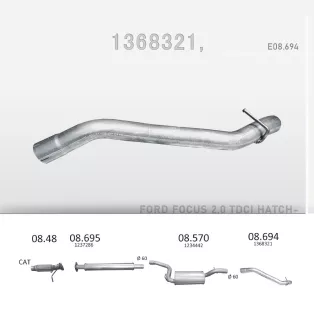   EDEX 08.694 - Kipufogó kipufogó cső FORD FOCUS 2.0 D (2003-2012)