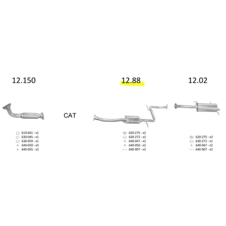EDEX 12.88 - Mazda MX3 / 323 kipufogó közép dob