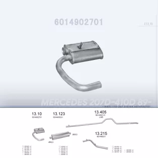   EDEX 13.10 - Kipufogó közép dob MERCEDES 207 D 2.3 D, 2.9 D, 3.0 D (1989-1991)
