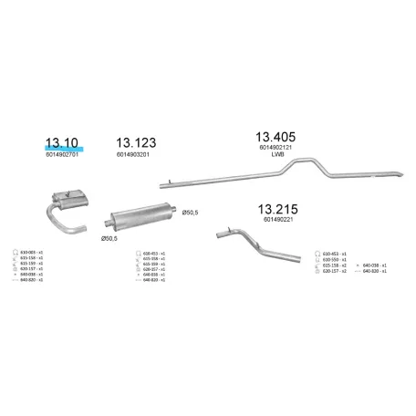 EDEX 13.10 - Kipufogó közép dob MERCEDES 207 D 2.3 D, 2.9 D, 3.0 D (1989-1991)