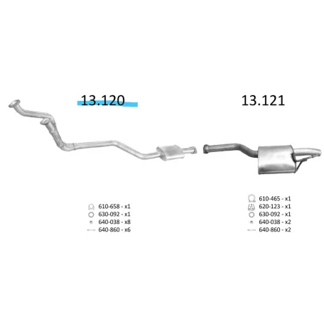 EDEX 13.120 Mercedes 300 W124/T124 kipufogó