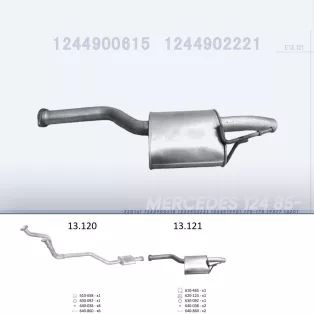   EDEX 13.121 - Kipufogó közép dob MERCEDES 300 - W124 3.0 D (1985-1993)