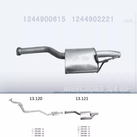 EDEX 13.121 - Kipufogó közép dob MERCEDES 300 - W124 3.0 D (1985-1993)