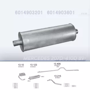   EDEX 13.123 - Kipufogó közép dob MERCEDES 207 D 2.2, 2.3, 2.3 D, 3.0 D (1982-1989)