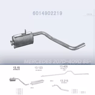   EDEX 13.15 - Kipufogó közép dob MERCEDES 207 D 2.3, 2.3 D, 3.0 D (1982-1989)