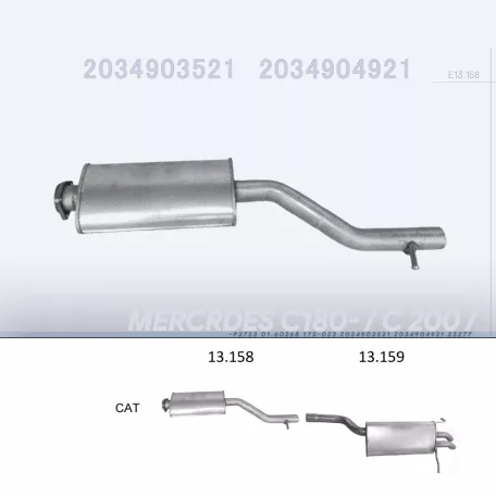EDEX 13.158 - Kipufogó közép dob MERCEDES C180 - T203 1.8, 2.0 (2000-2007)