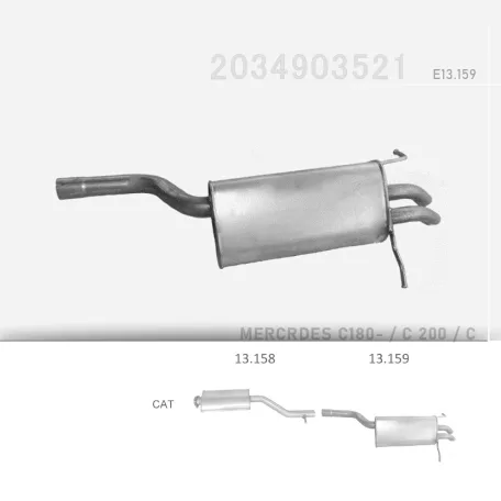 EDEX 13.159 - Kipufogó hátsó dob MERCEDES C180 - T203 1.8, 2.0 (2000-2007)