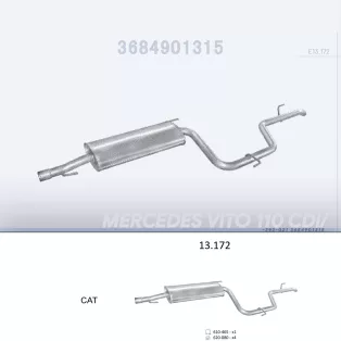   EDEX 13.172 - Kipufogó hátsó dob MERCEDES V220 108, 110, 112, 2.2 D (1999-2003)