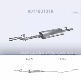   EDEX 13.173 - Kipufogó hátsó dob MERCEDES SPRINTER 208 2,1, 2,3 (1995-)