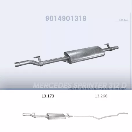 EDEX 13.173 - Kipufogó hátsó dob MERCEDES SPRINTER 208 2,1, 2,3 (1995-)
