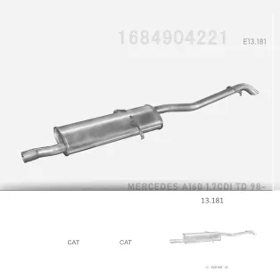   EDEX 13.181 - Kipufogó hátsó dob MERCEDES A160 - W168 1.7 D (1998-2004)