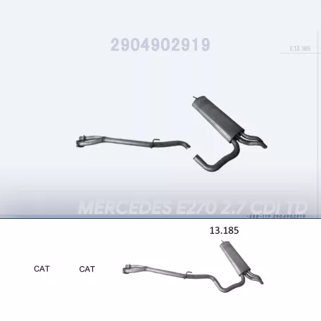 EDEX 13.185 - Kipufogó hátsó dob MERCEDES E270 - W210 2.7 D (1999-2003)