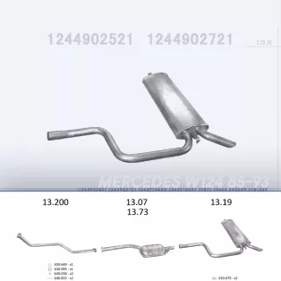   EDEX 13.19 - Kipufogó hátsó dob MERCEDES 200 - T124 2.0, 2.0 D, 2.3, 2.5 D (1985-1993)