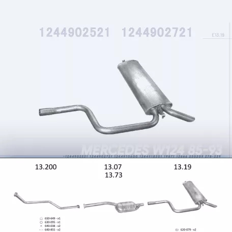 EDEX 13.19 - Kipufogó hátsó dob MERCEDES 200 - T124 2.0, 2.0 D, 2.3, 2.5 D (1985-1993)